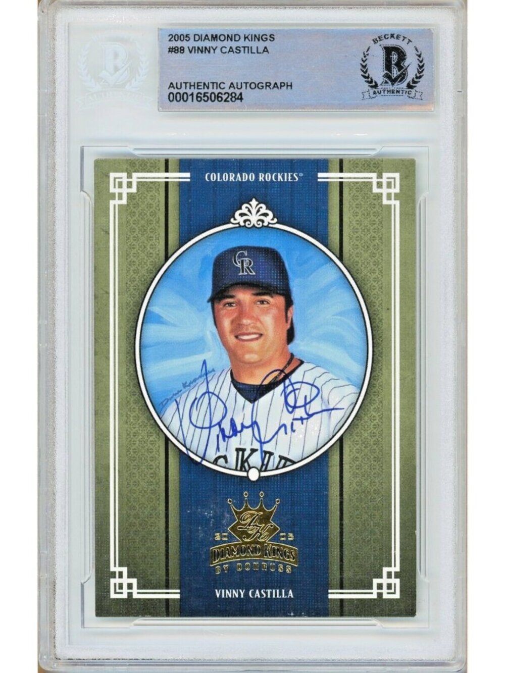 Vinny Castilla Signed 2005 Donruss DK #88 Colorado Rockies Beckett BAS Slab Auto